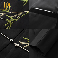 Nouvelle veste de costume Tang style chinois en jade et feuille de bambou, avec boucle aviateur, col montant, pour tenue formelle