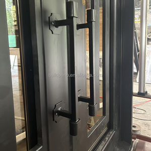 Lüks çift Metal güvenlik ön giriş kapısı anti-hırsızlık siyah ferforje ev konut oteller için emniyet giriş tasarımı - Product Image 4