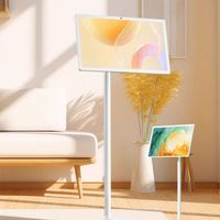 Televisor Portátil Android LCD HDTV de 27 Pulgadas con Retroiluminación LED, Pantalla Táctil de 10 Puntos, Soporte, Proyección Bidireccional, Color Blanco