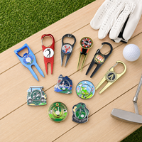 Herramienta de Reparación de Divots de Golf con Clip y Grabado Antiguo, de Aleación de Zinc, con Función de Destapador de Botellas, Venta al por Mayor