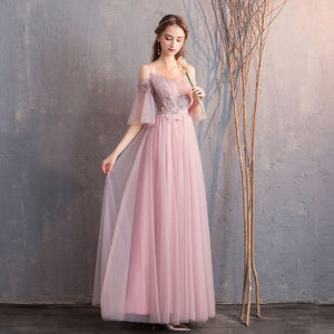 신부 들러리 드레스 긴 섹시한 무도회 여자 원피스 레이스 이브닝 가운 A 라인 가운 - Product Image 4