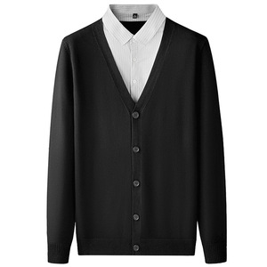 <span class=keywords><strong>Cardigan</strong></span> in Seta Lavorato a Maglia con Scollo a V e Maniche Lunghe, Maglione da <span class=keywords><strong>Uomo</strong></span>, Nuovo Stile Autunno Inverno, Cappotto Business Casual <span class=keywords><strong>Grigio</strong></span> di Tendenza - Product Image 5