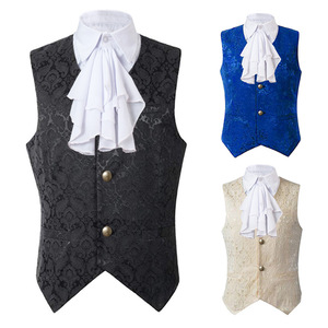 Gilet de costume pour <span class=keywords><strong>homme</strong></span>, style Renaissance, cosplay médiéval, pirate, vintage, victorien, steampunk, jacquard, motif hirondelle, <span class=keywords><strong>noble</strong></span>, blazer - Product Image 1