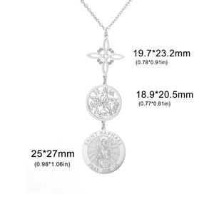 Collier pendentif triple protection en gros, nœud de sorcière, pentagramme, tétragrammaton, Saint-Benoît, acier inoxydable, amulette spirituelle - Product Image 3