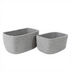 <b>Foldable</b> Cotton Rope Storage <b>Basket</b> Woven Organizer Bin Oval Shelf Closet Nursery Bathroom Toy Container - Product Image 4