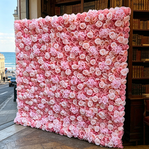 Paneles de flores de rosas blancas y rosas de tamaño grande, ideales para fondos de ceremonias de boda y decoración de espacios de recepción. - Product Image 2
