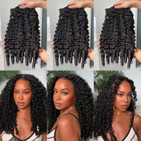 Lots de Cheveux Humains Bouclés Naturels Birmans avec Boucles Spirales, Cheveux Vierges Non Traités 12A, Boucles Pixie, 3 Lots à Double Trame