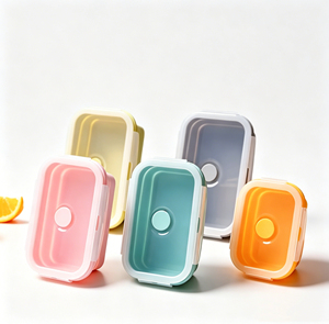 <b>Collapsible</b> Silicone Lunch Box Portable Foldable Food <b>Storage</b> Container Microwave Safe for Picnic Travel - Product Image 2