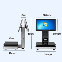 Mesin Timbangan POS semua dalam satu layar ganda 15.6 inci skala POS 40 g-30 kg dengan sistem Printer POS termal bawaan
