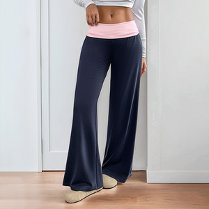 Nouveauté 2026 Pantalon de <span class=keywords><strong>jogging</strong></span> décontracté pour <span class=keywords><strong>femme</strong></span>, taille basse, coupe droite, long et ample, à jambe large, avec empiècements color block - Product Image 2