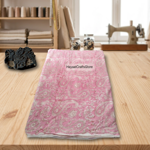 Tela Estampada a Mano con Diseño Floral Rosa, 58/60 Pulgadas, Peso Medio, Textil Tejido para el Hogar, para Mujer - Product Image 4