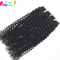 Pita biru Amerika Ins potongan rambut alami Brasil keriting Remy pita Virgin pendek & panjang pita ekstensi rambut manusia