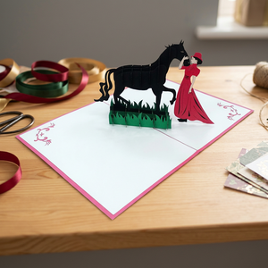 Carte pop-up 3D artisanale personnalisée Lady Horse, style lettres découpées en papier, vente en gros, cadeaux best-sellers, tendance du moment - Product Image 3