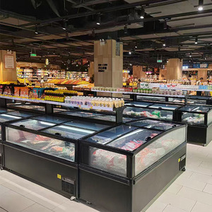 <span class=keywords><strong>Congélateur</strong></span> d'îlot de supermarché de 2,1 m avec refroidissement direct, dégivrage automatique, couvercle coulissant en verre, vitrine réfrigérée combinée - Product Image 6