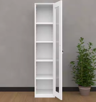 Muebles para el hogar, cuerpo con recubrimiento en polvo de acero, puerta de vidrio única, librería, cabina de almacenamiento de exhibición