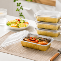 Plat de service rectangulaire en aluminium avec couvercle en PP pour potluck de quartier, plat à gratin partageable pour pâtes et pain de viande