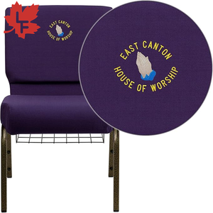 Chaise d'église en métal de 21 pouces extra large, couleur violet <span class=keywords><strong>royal</strong></span>, avec logo, chaise de <span class=keywords><strong>théâtre</strong></span>, chaise d'église rembourrée à emboîtement, vente en gros - Product Image 1