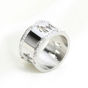 Anillo de Acero de Titanio con Diseño de Doble Hilera de Diamantes, 12MM, Diseño Hueco, Unisex, Regalo, Joyería Familiar - Product Image 3