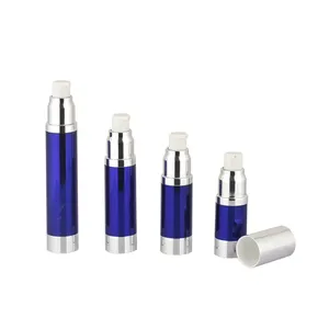 5ML 10ML 12ML 15ML Silver Lid Blue Skin Care Cream Packaging Airless Pump Bottle