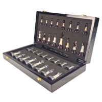 Jeu d'échecs de luxe en marbre haut de gamme, neuf, élégant, avec pièces en bois pliables pour enfants