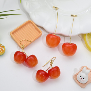 Bông tai quả anh đào đỏ 3D trực tiếp từ nhà máy, kiểu dáng dễ thương, chất liệu vàng, trang sức nữ thời thượng, món quà quyến rũ - Product Image 5