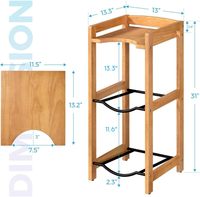 Support pour bidon d'eau de 5 gallons avec étagères supérieures, support pour distributeur d'eau en bois massif naturel 31"H, 3 niveaux, support pour bidon d'eau de 5 gallons