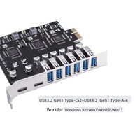 Tarjeta Adaptadora de PCIE a USB3.2 Tipo C, 6 Puertos USB A, 2 Puertos USB C a PCI-E X1 X4 X8 X16, Adaptador de Conversión para Panel Frontal de PC, Tarjeta de Expansión