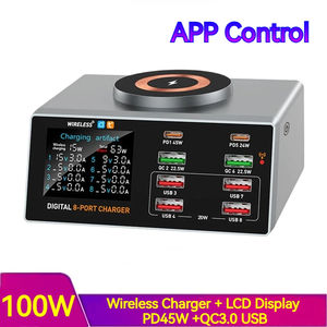 Station de charge 100W Chargeur sans fil X9A | PD45W QC3.0 | Écran LCD | Surveillance APP | Chargeur de téléphone portable multi-appareils - Product Image 2