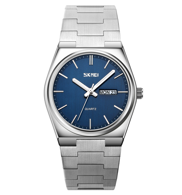 Skmei 9288 Silver Unisex Quartz Watch Hot Sell Stainless Steel Band Waterproof Date Display Minimalist Business Watch