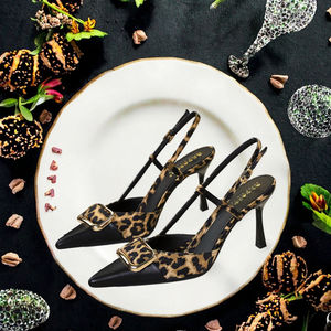 Nuevos Zapatos de Tacón de Aguja con Correa al Tobillo para Mujer, Parte Superior de Satén, Tacón de Aguja Súper Alto, Punta Puntiaguda, Estampado de Leopardo, Sexy, para Verano, Otoño e Invierno - Product Image 2