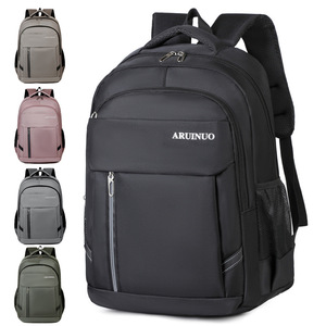 Aruinuo Laptop <b>Backpack</b> 15.6 Inch Water Resistant Men's Travel School Bag Solid Color Shoulder <b>Straps</b> - Product Image 1
