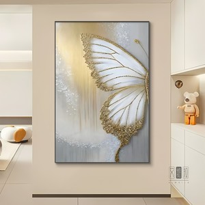 Modern Minimalist Butterfly Oil <b>Painting</b> With Texture <b>Frame</b> <b>For</b> Living Room Sofa Background Wall Art Decor - Product Image 4