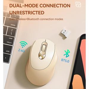 Ratón silencioso inalámbrico BT 2,4G Modo dual Silencio Tipo C Carga Ratón portátil Óptico para dama Laptop PC Game Office - Product Image 6