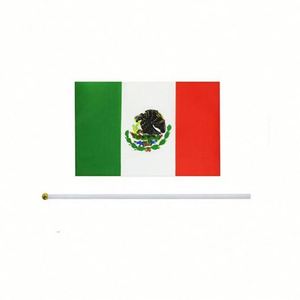 Wholesale National Day Decoration Polyester Handheld Mexico Waving Small <b>Flag</b> Mexican Stick Mini Hand Held <b>Flags</b> - Product Image 3