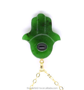 Elegante Collar con Colgante de Jade Nefrita Chapado en Oro Pulido con Amuleto de Ojo de Hamsa, 18 Pulgadas, Joyería Religiosa Islámica para Regalo - Product Image 2