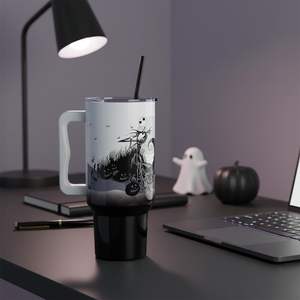 Gobelet isotherme en acier inoxydable à double paroi Silver Buffalo Disney Nightmare Before Christmas <span class=keywords><strong>Tim</strong></span> <span class=keywords><strong>Burton</strong></span> Jack Skellington Hill Moon avec poignée - Product Image 2