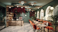 Ensemble de meubles en bois modernes pour restaurant, éclairage LED, vitrines écologiques personnalisées pour la décoration intérieure et la rénovation de magasins