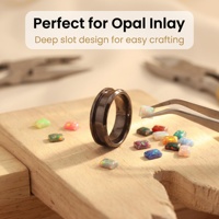 Cincin Opal Hitam Modern 4mm Poles Halus untuk Abu Kremasi Hewan Peliharaan, Perhiasan Kenangan, Stok Pabrik, Nyaman Dipakai, Model Chamfered