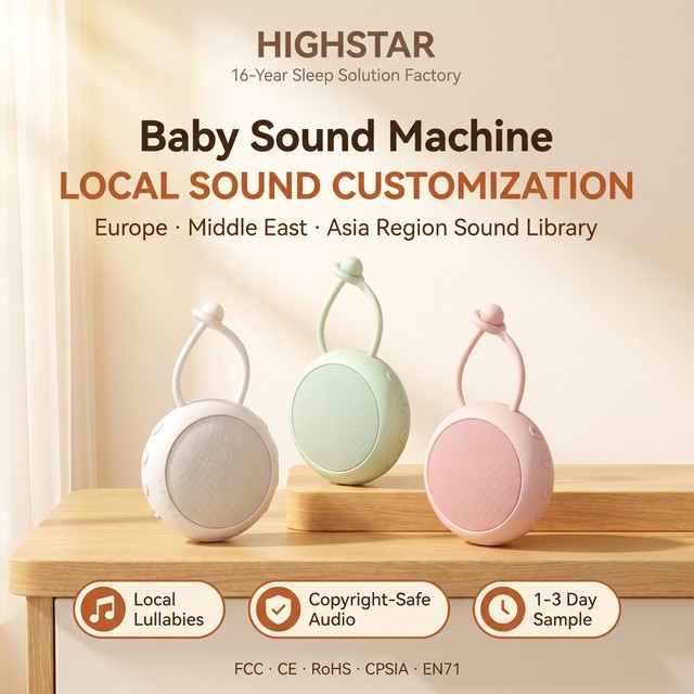 Baby Sleep Sound Machine with 10 Sounds Night Light USB Rechargeable 16Yrs Factory ODM Private Label MOQ 100pcs