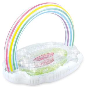 Fauteuil gonflable double translucide à paillettes arc-en-ciel en PVC pour plage extérieure, lit flottant gonflable en forme d'arche arc-en-ciel - Product Image 2