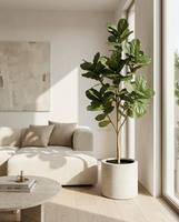 Ficus artificiel de 1,7 m (5,6 pi) en caoutchouc, vert mature de qualité supérieure, faible entretien, avec pot noir pour hôtel, bureau, centre commercial, restaurant