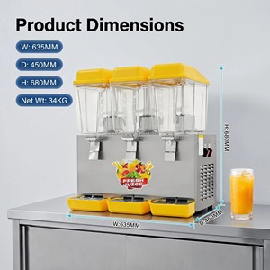 Distributeur de boissons froides multi-réservoirs 16L haute capacité, unité de service électrique à trois cylindres pour boissons aux fruits réfrigérées, idéal pour la restauration - Product Image 3