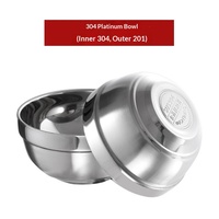 Bol à riz/soupe en acier inoxydable 304, double paroi isolée, design minimaliste, pour cantine scolaire et usage domestique, en métal platine épaissi