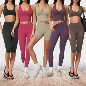 <b>Hot</b> Sale High Quality Custom Logo <b>Suit</b> Women's Athletics Fitness Yoga Wear Slim Fit Long Sleeve Yoga Sets for Woman Gym Fit - Product Image 2