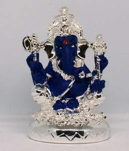 Handmade Silver Plated Stainless Steel 4 Inch Ganesha Statue Eco-Friendly Artistic Durable Home <b>Decoration</b> Birthday Wedding - Product Image 3