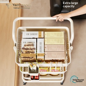 Multifunctional Plastic <b>Storage</b> <b>Cart</b> With Wheels For Beverage Bottles Large Capacity Modern Design Floor Standing Organizer - Product Image 2