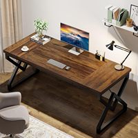 Bureau de direction à hauteur réglable de 63 pouces, poste de travail ergonomique avec plateau en bois d'ingénierie épais et structure métallique robuste