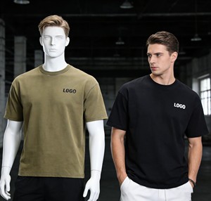 Vêtements pour hommes en gros, Nouveautés été, T-shirt épais 100% coton uni, coupe ample, style vintage, personnalisable, offre spéciale pour hommes - Product Image 2