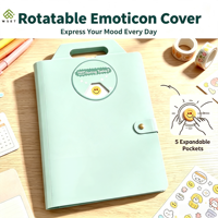 Protège-Emoticon Rotatif Personnalisé, Classeur Accordéon Extensible, Organisateur de Documents Portable en PP pour Rangement de Papiers Étudiant
