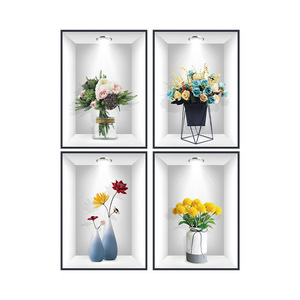 Autocollants en PVC <span class=keywords><strong>de</strong></span> style art déco avec motifs <span class=keywords><strong>de</strong></span> fleurs et <span class=keywords><strong>de</strong></span> plantes pour décoration <span class=keywords><strong>de</strong></span> fond <span class=keywords><strong>de</strong></span> salon - Product Image 5